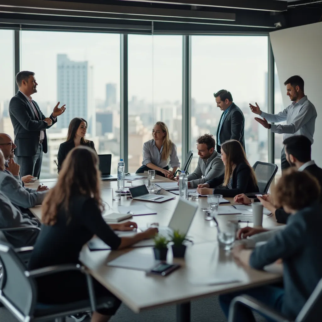 Reunión de equipo estratégico en oficina moderna de Buenos Aires
